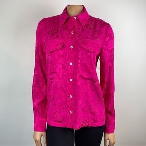 STAUD Fuchsia Floral Jacquard Button-Down Shirt